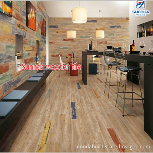 6x32 red yellow blue colors house wooden oak decor building material tile,price matte finish rustic porcelain tiles